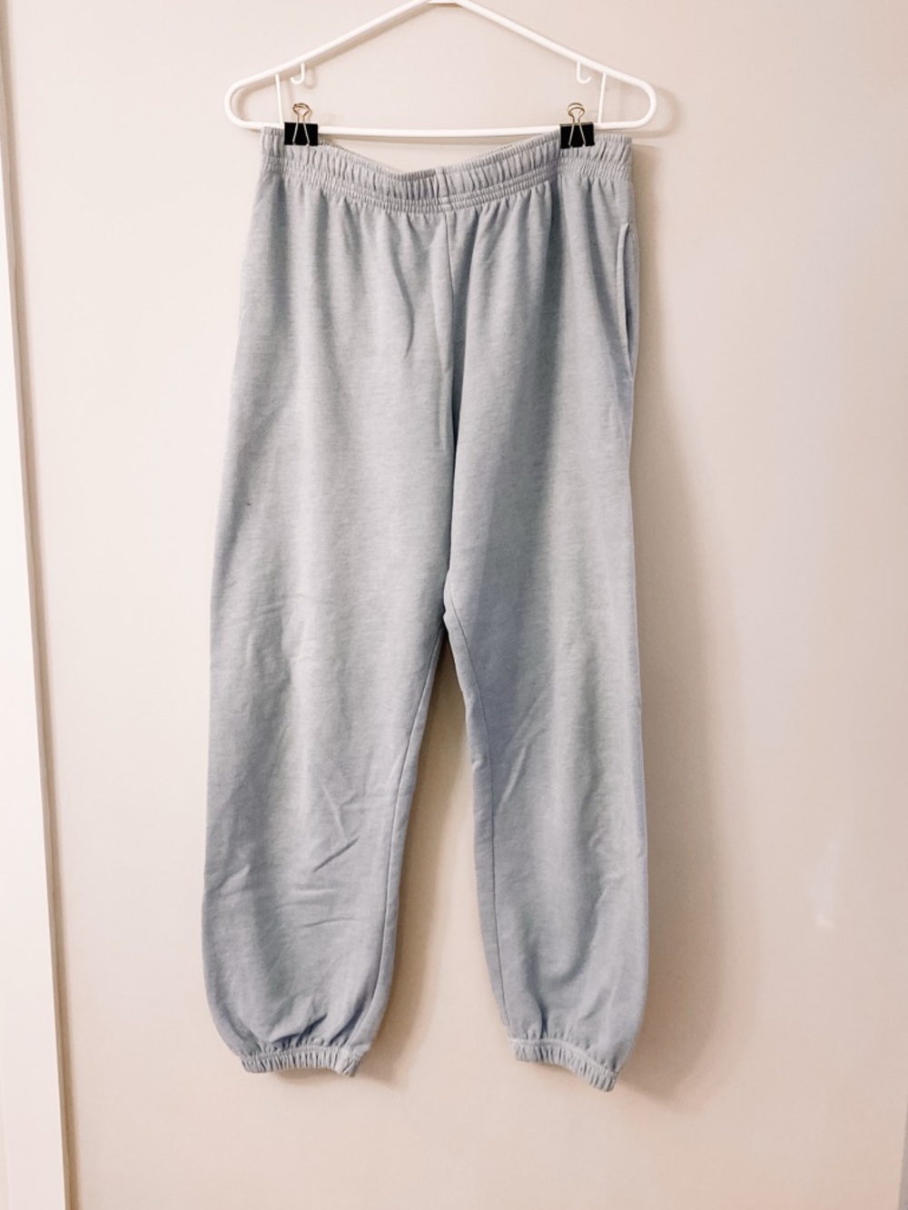 Light Blue Elastic Waist Jogger Pants